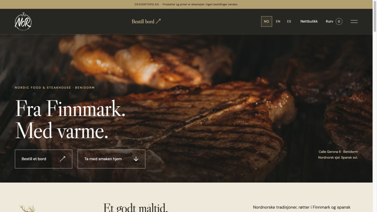 NOR Benidorm restaurant website design